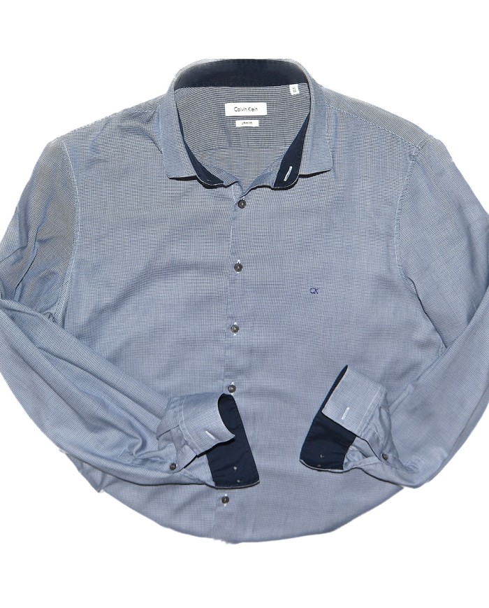 Calvin Klein shirt long sleeve slim-fit blue L