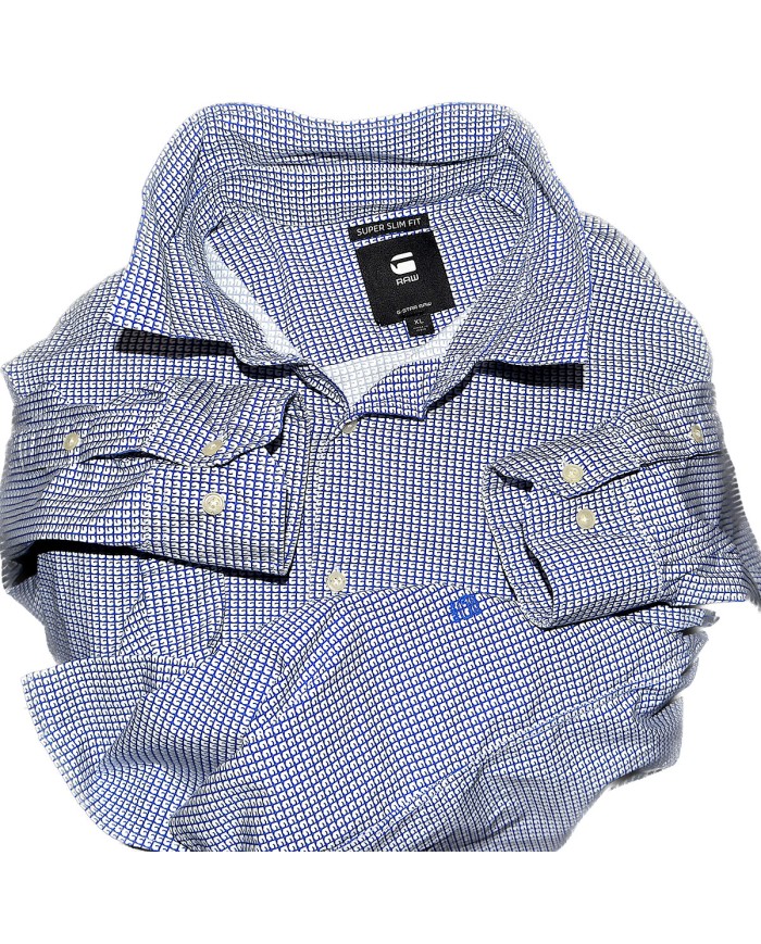 G-star shirt long sleeve embroidered blue XL