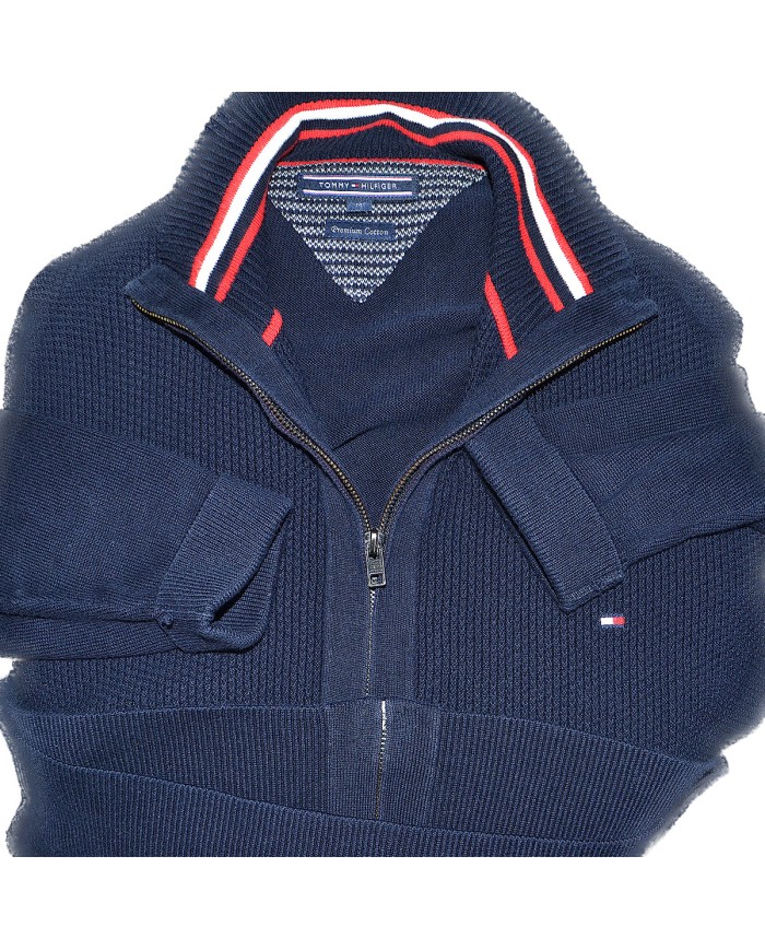 Tommy Hilfiger knitted vest zipper blue M