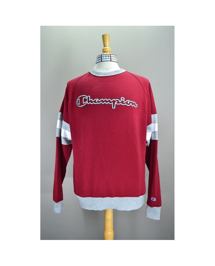 Champion sweater embroidered front logo red XL