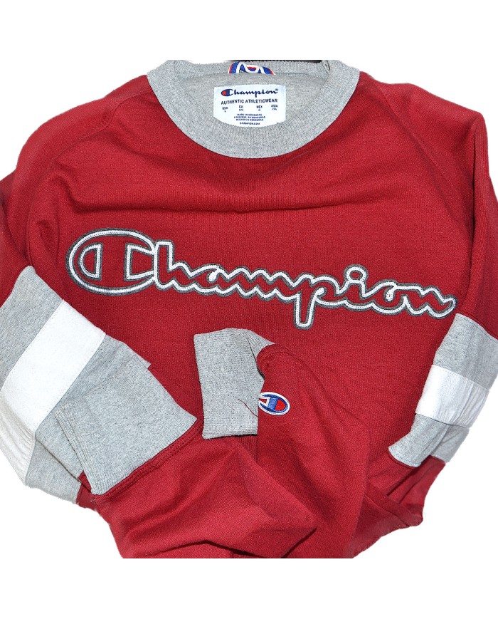 Champion sweater embroidered front logo red XL