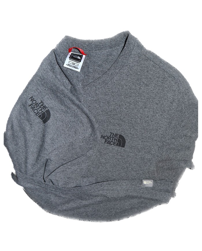 The North Face t-shirt front- sholder-logo gray L