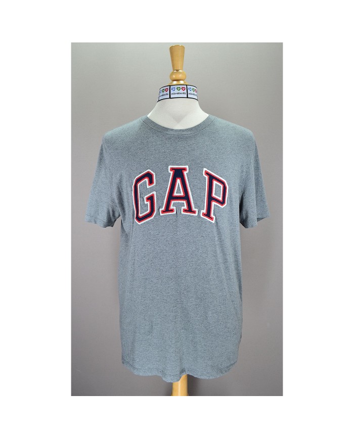 GAP t-shirt embroidered front logo gray L