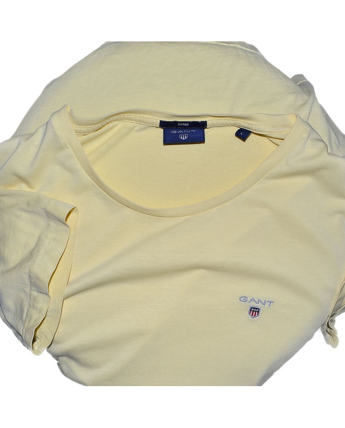 GANT fitted t-shirt embroidered logo yellow L