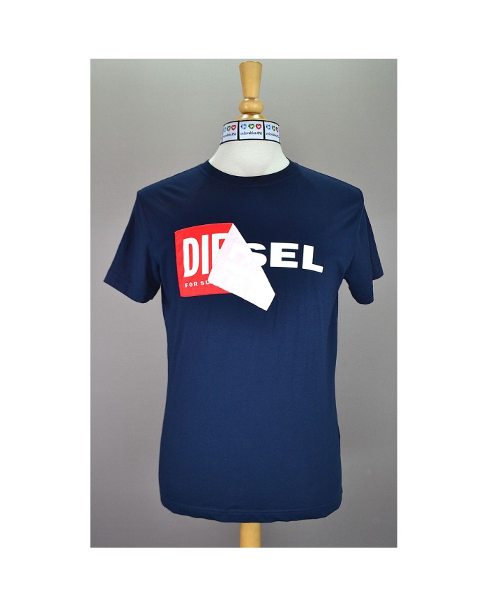 Diesel t-shirt front logo blue M