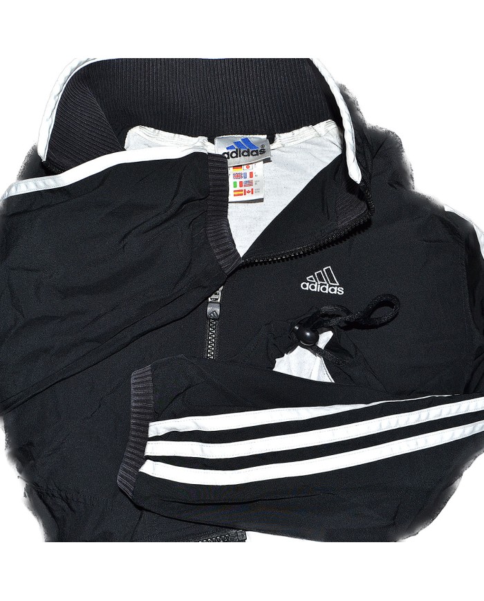 Adidas vintage track-jacket embroidered logo black 3-striped M