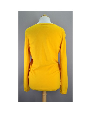 Tommy Hilfiger sweater v-neck embroidered logo yellow L
