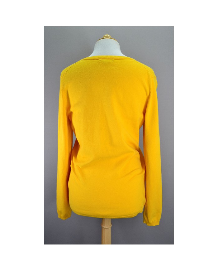 Tommy Hilfiger sweater v-neck embroidered logo yellow L