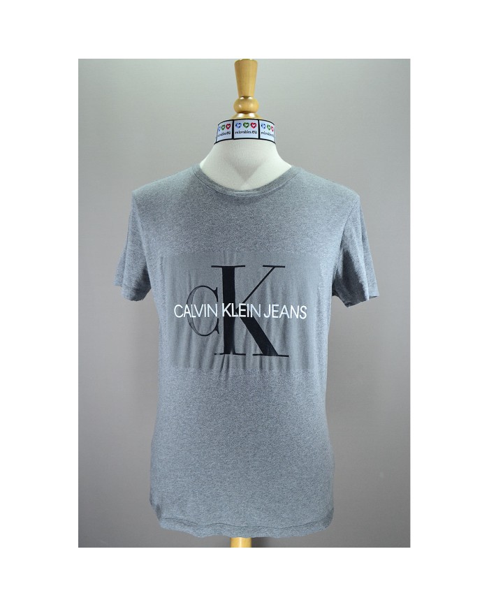 Calvin Klein t-shirt front logo gray M