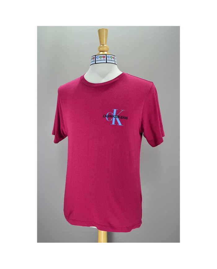 Calvin Klein t-shirt stretch chest logo purple L
