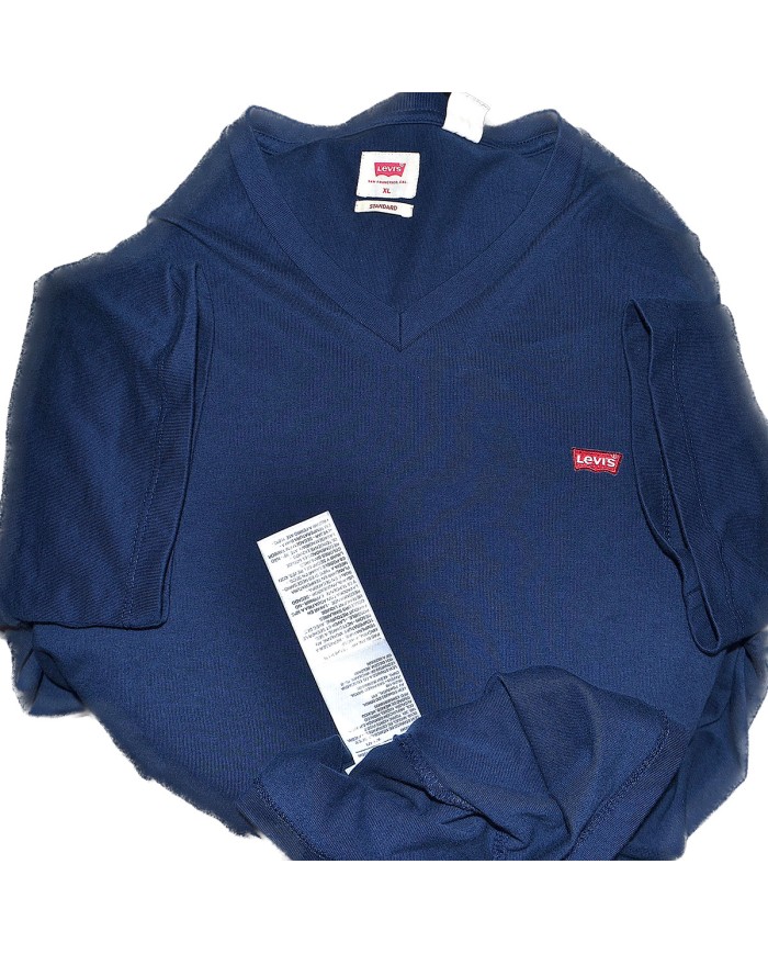 Levi's t-shirt v-neck standard fit chest logo blue XL