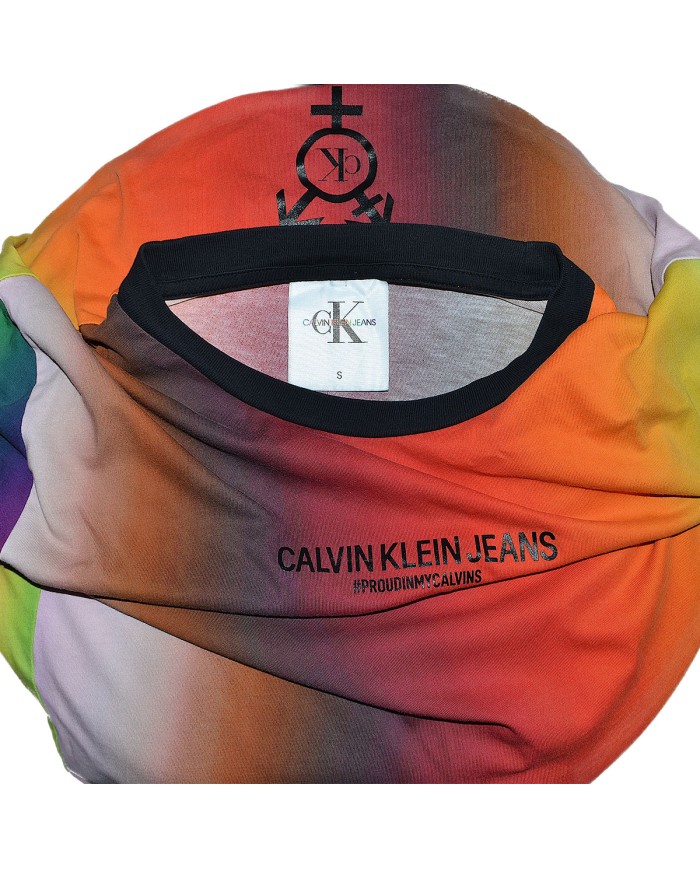 Calvin Klein t-shirt front- back logo logo multi colour S