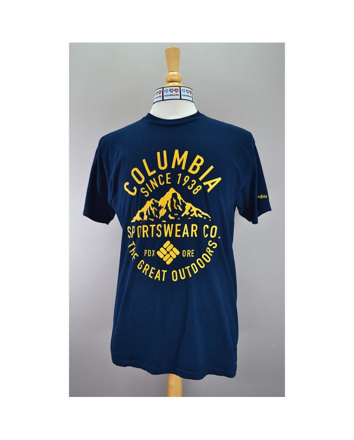 Columbia t-shirt front- sleeve logo blue L