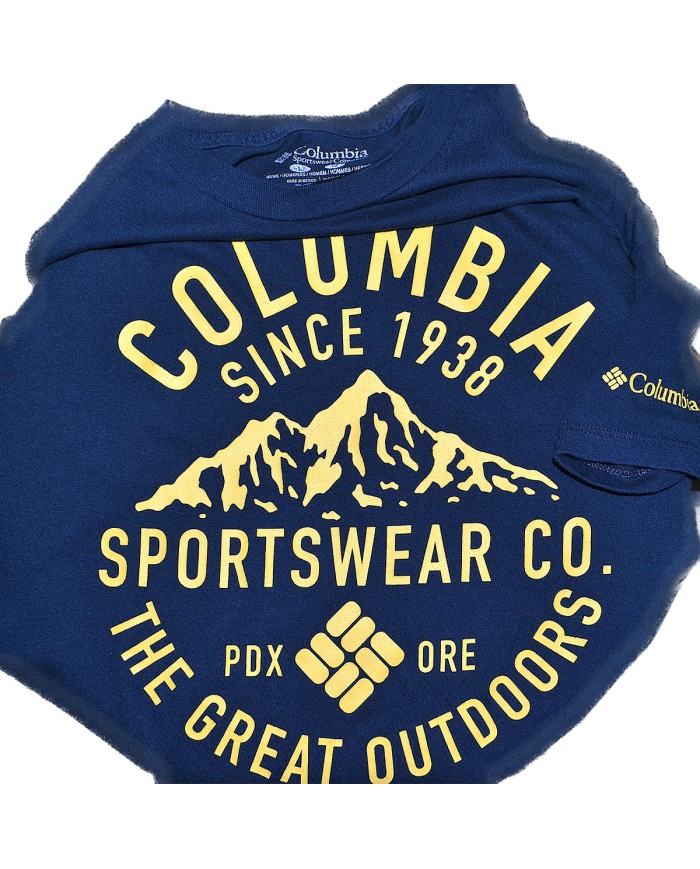 Columbia t-shirt front- sleeve logo blue L