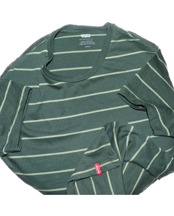 Levi's t-shirt stretch striped green S