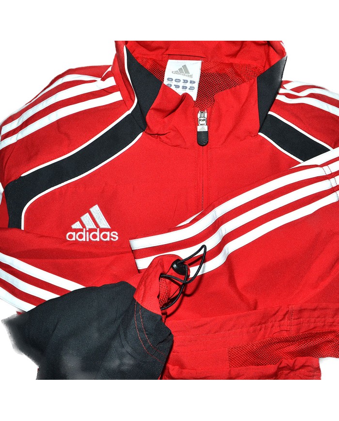 Adidas track-jacket embroidered front logo 3-striped red XL