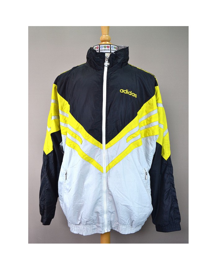 Adidas vintage track-jacket front- back logo embroidered  white XXXL