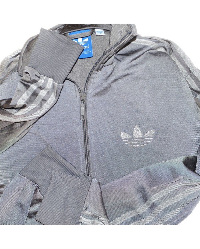 Adidas vest zippers embroidered front logo 3-striped gray S