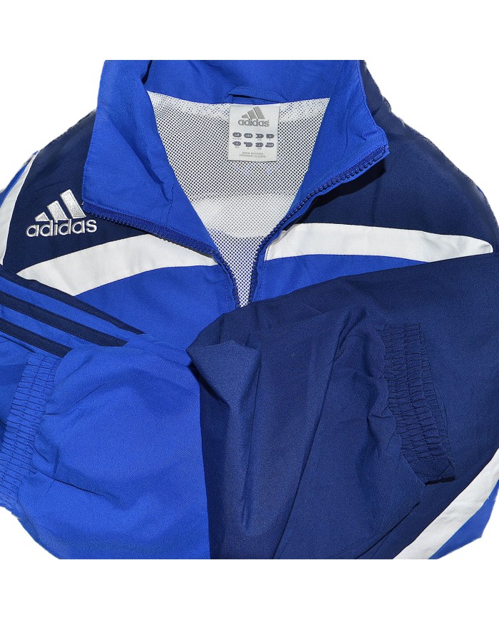 Adidas track-jacket embroidered front- back logo blue L