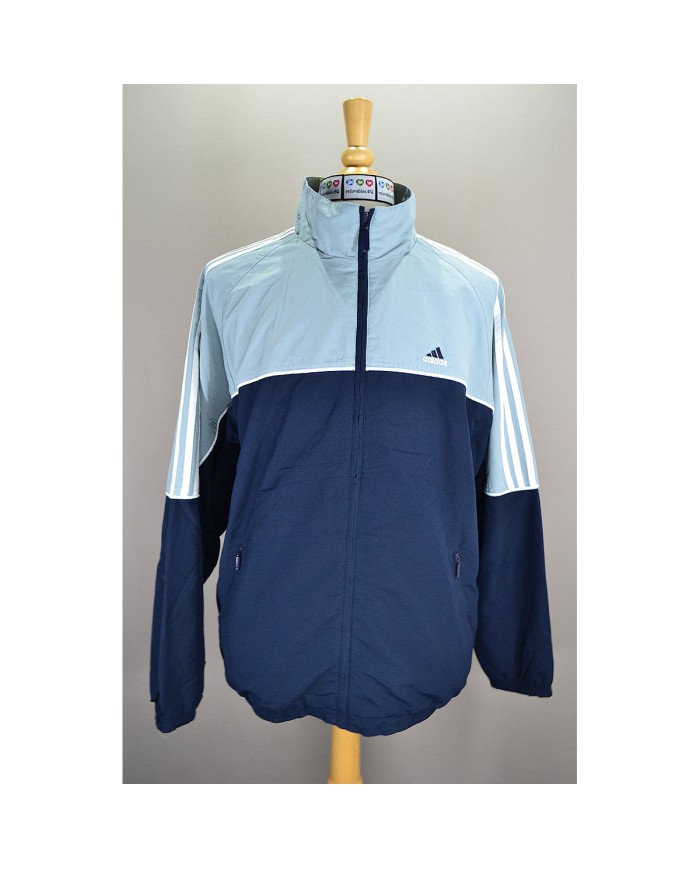 Adidas track-jacket embroidered front logo 3-striped blue L