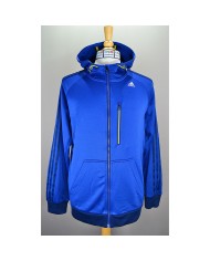 Adidas vest climalite hoodie chest pocket front logo 3-striped blue L