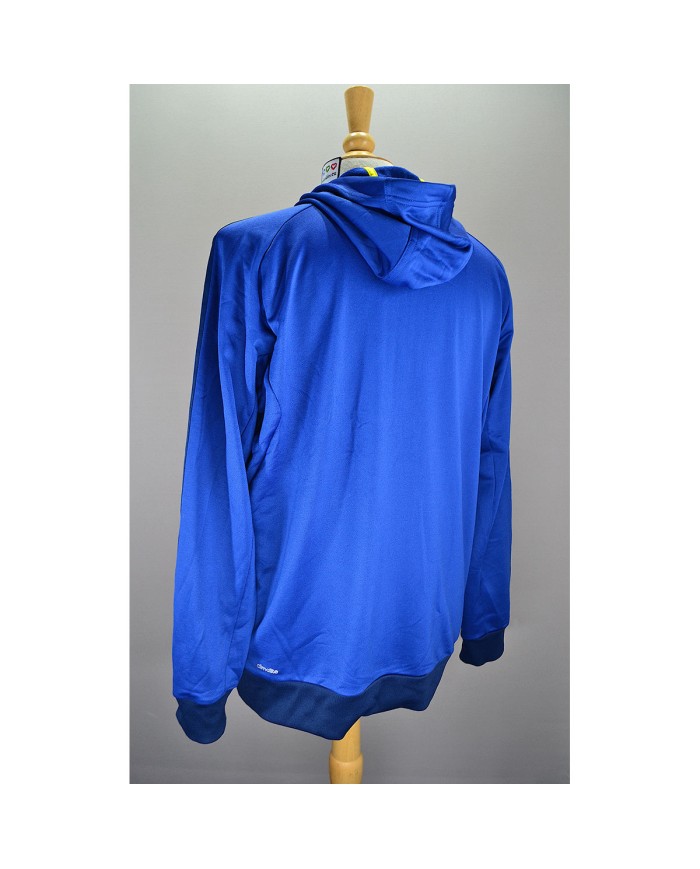 Adidas vest climalite hoodie chest pocket front logo 3-striped blue L