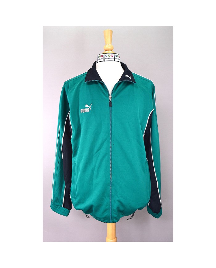 Puma vintage vest embroidered logo's zip-pockets green L