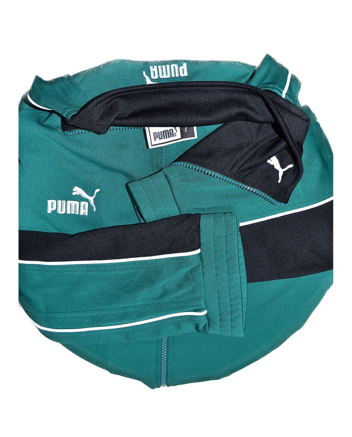 Puma vintage vest embroidered logo's zip-pockets green L