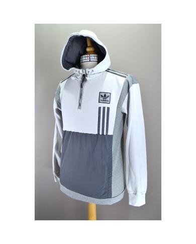 Adidas hoodie quarter-zip 3-striped white S