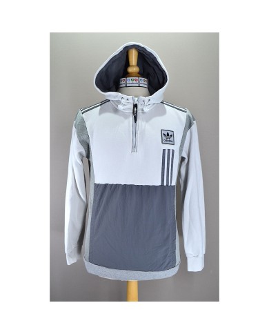 Adidas hoodie quarter-zip 3-striped white S