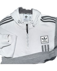 Adidas hoodie quarter-zip 3-striped white S