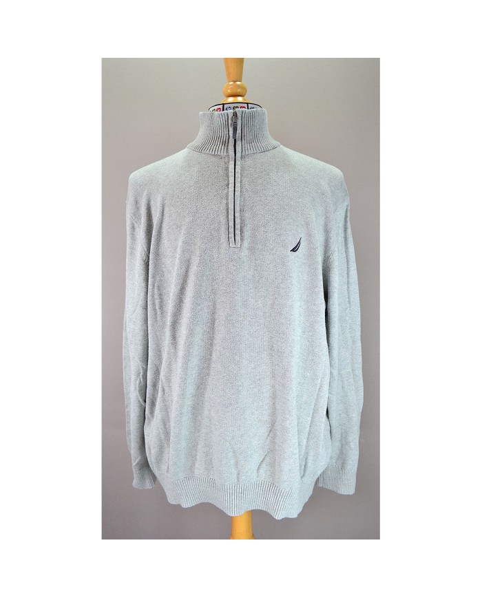 Nautica sweater knitwear quarter-zip gray XXL