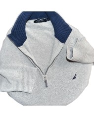 Nautica sweater knitwear quarter-zip gray XXL
