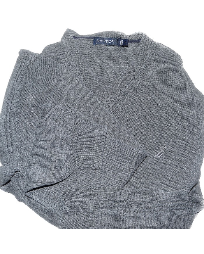 Nautica sweater stretch v-neck gray L