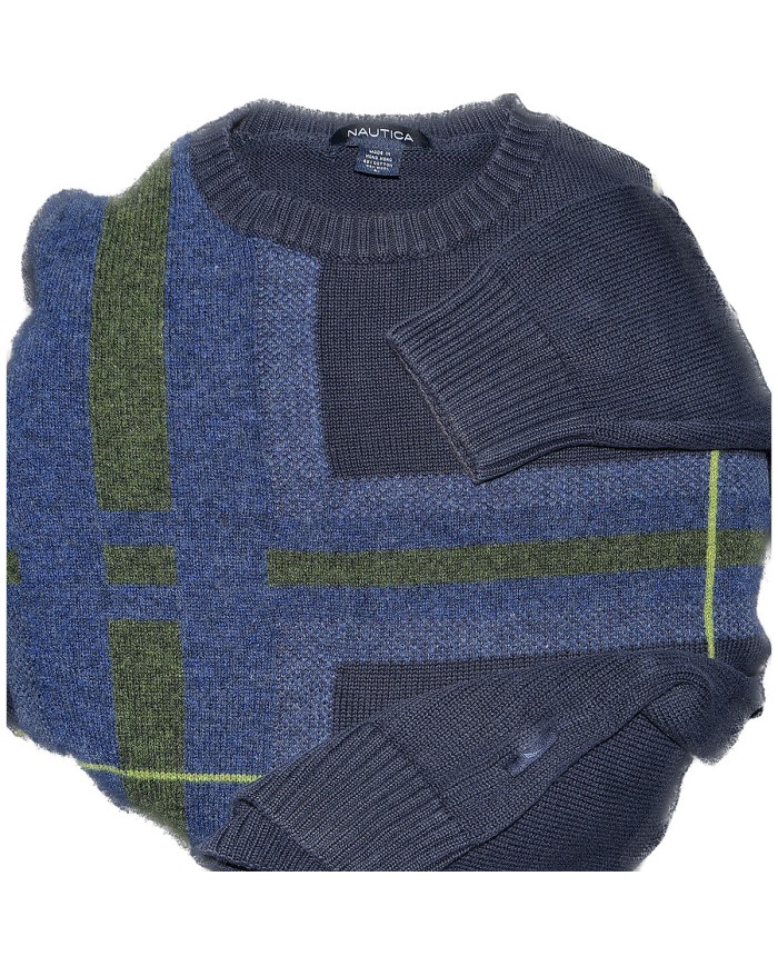 Nautica sweater knitwear 38% wool blue L