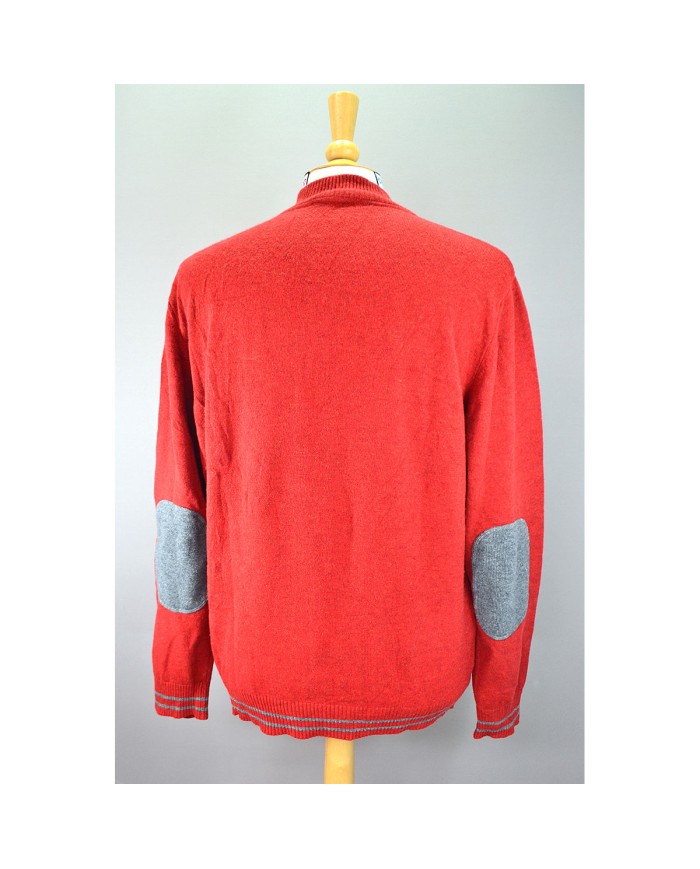 Lacoste wool sweater  quarter-zip red S