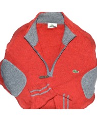 Lacoste wool sweater  quarter-zip red S