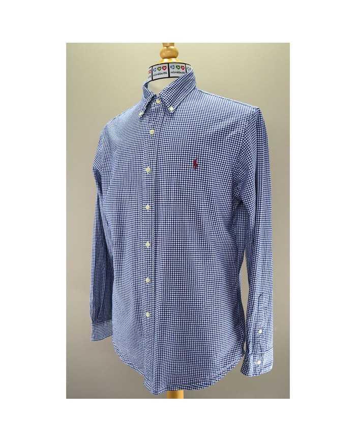 Ralph Lauren shirt long-sleeve stretch slim-fit blue L