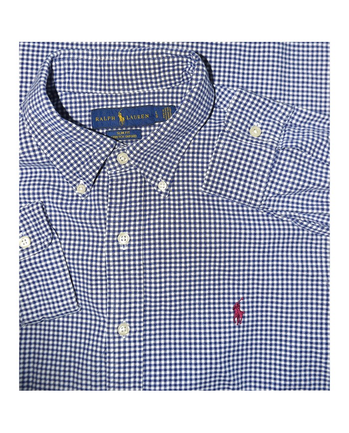 Ralph Lauren shirt long-sleeve stretch slim-fit blue L