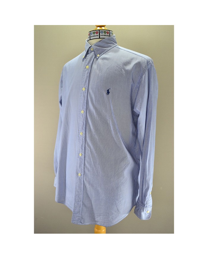 Ralph Lauren striped shirt long-sleeve blue size 15,5 34/35