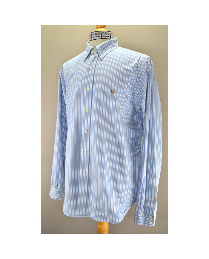 Ralph Lauren heavy striped shirt long-sleeve blue size 17 36/37