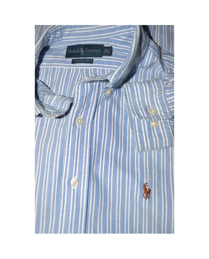 Ralph Lauren heavy striped shirt long-sleeve blue size 17 36/37