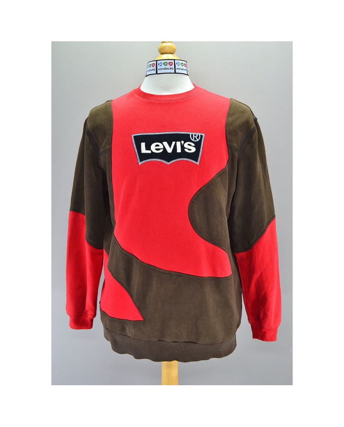 Levi's reworked sweater embroidered chest logo red brown M