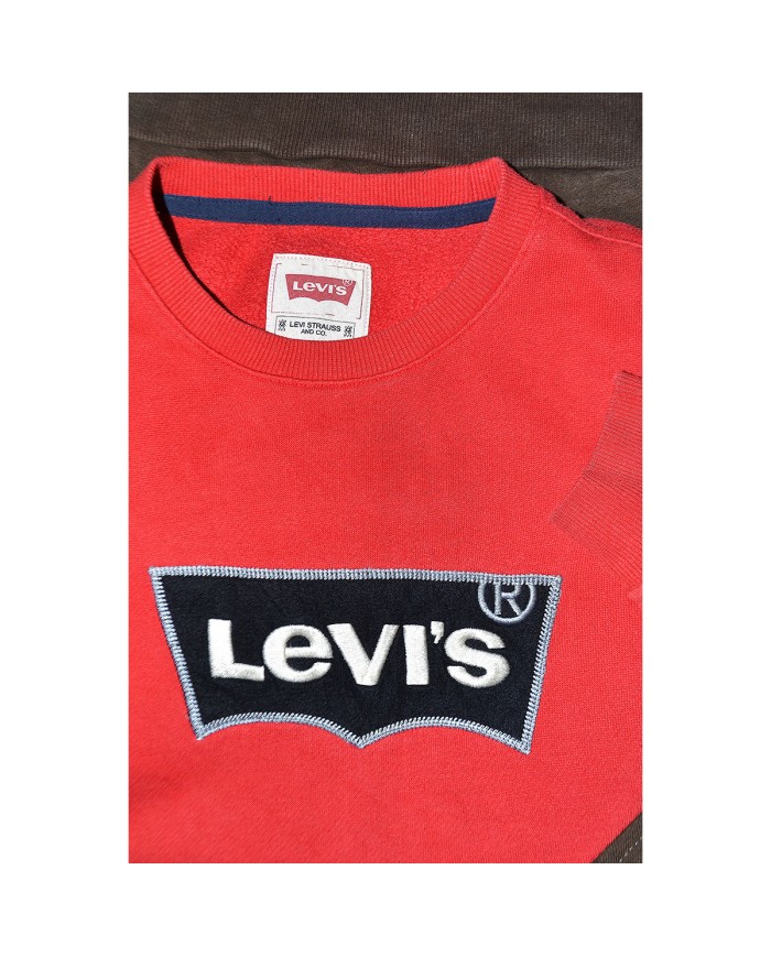 Levi's reworked sweater embroidered chest logo red brown M