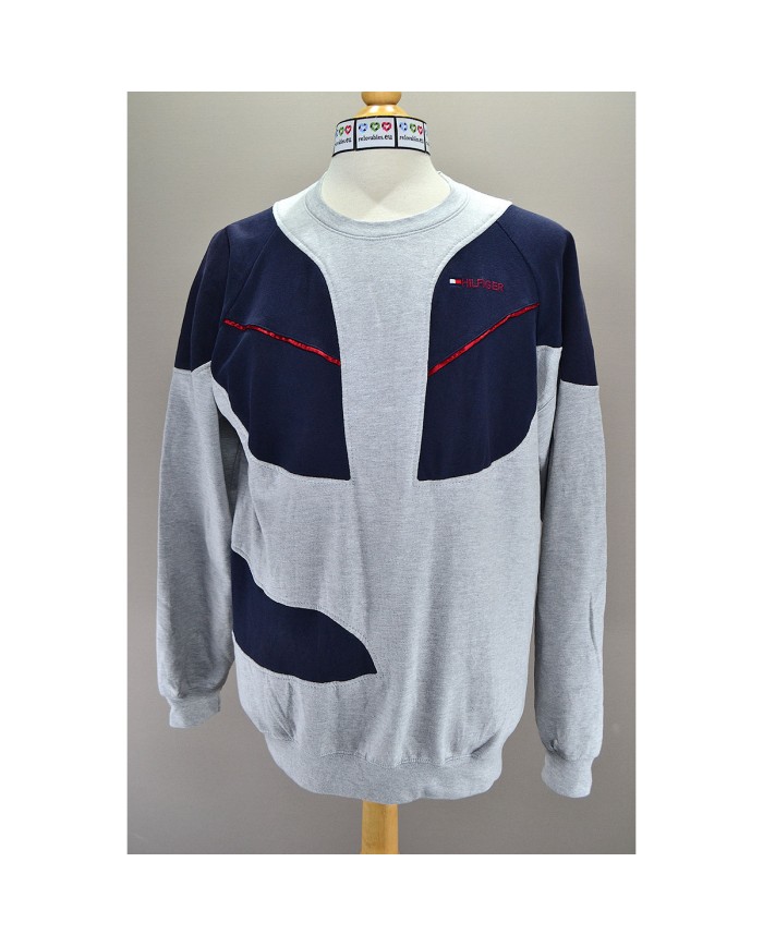 Tommy Hilfger reworked sweater gray blue XL