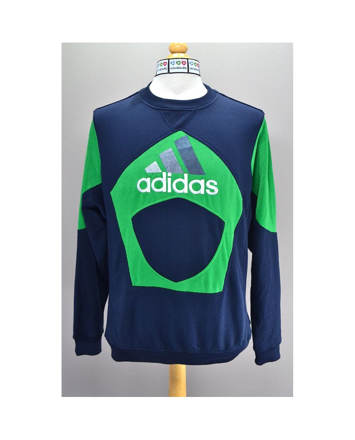 Adidas reworked sweater embroidered front logo blue green M