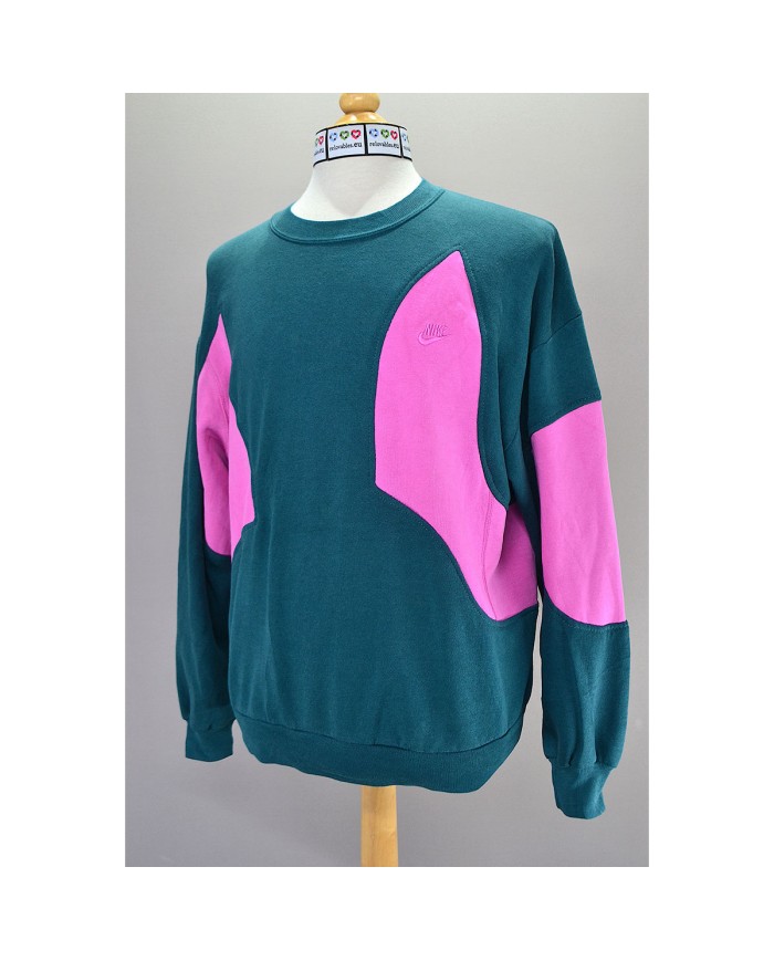 Nike reworked sweater green pink S