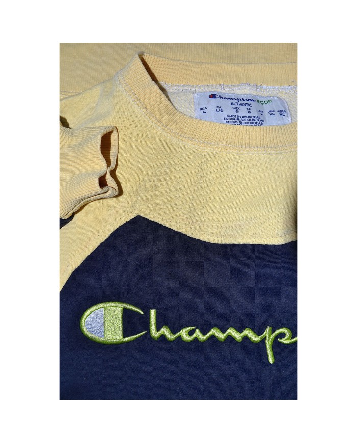 Champion reworked sweater embroidered front logo yellow black L