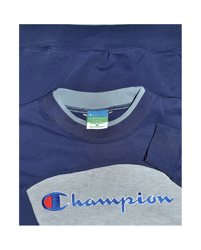 Champion reworked sweater embroidered front logo blue gray M