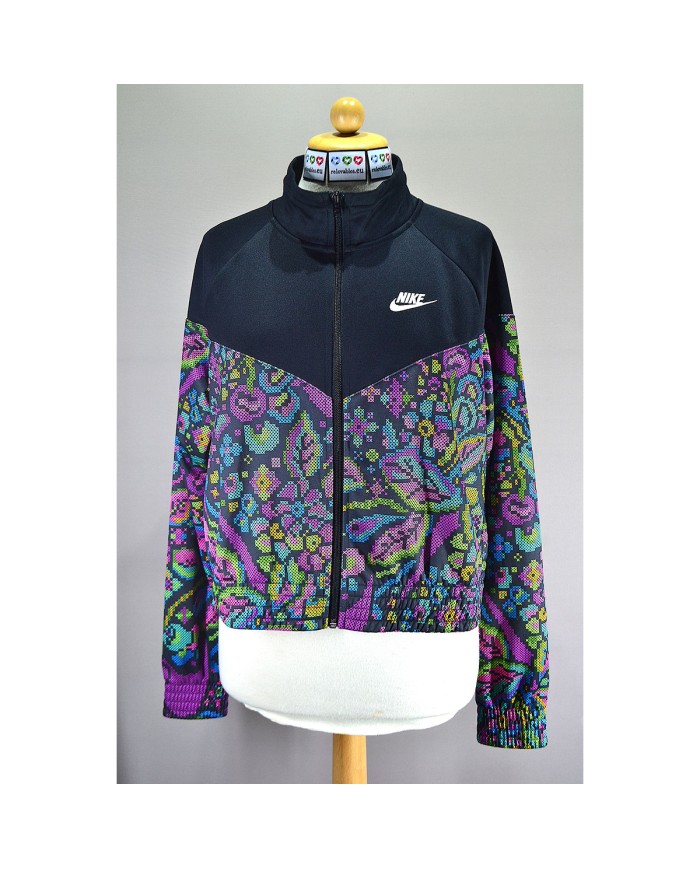 NIKE track-jacket crop-top black L